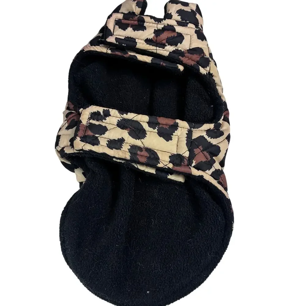 Heart To Tail Leopard Print Quilted Dog Jacket Fleece Lining Size XS